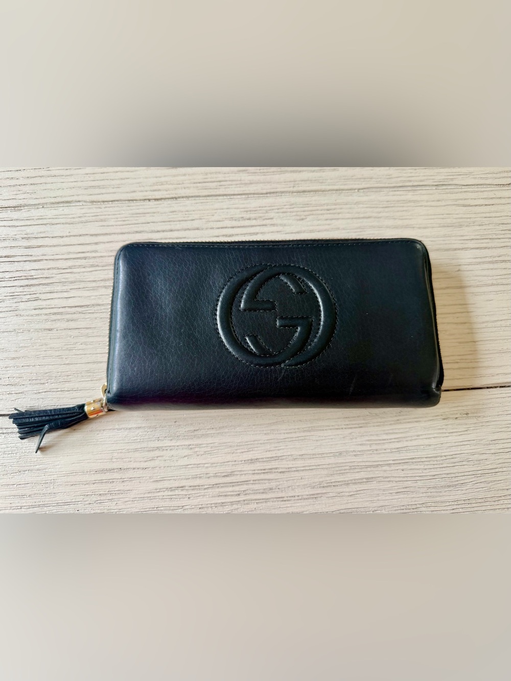 Gucci Soho Black Leather Zip-Around Wallet